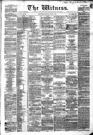 cover page of Witness (Edinburgh) published on August 2, 1856
