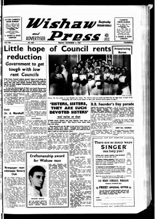 cover page of Wishaw Press published on November 2, 1962
