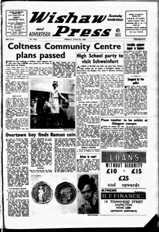 cover page of Wishaw Press published on June 18, 1965