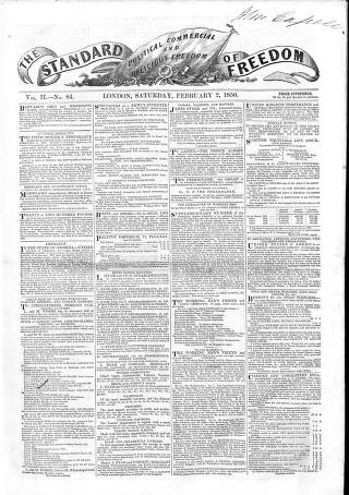 cover page of Standard of Freedom published on February 2, 1850