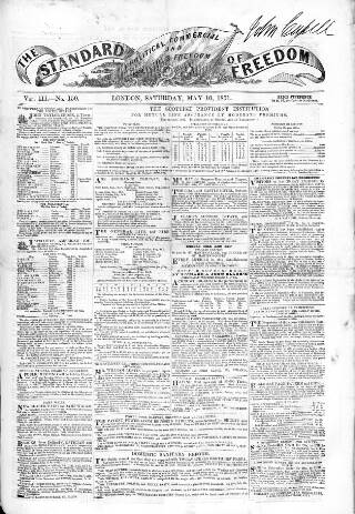 cover page of Standard of Freedom published on May 10, 1851