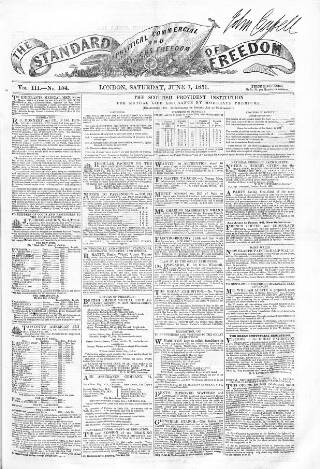cover page of Standard of Freedom published on June 7, 1851