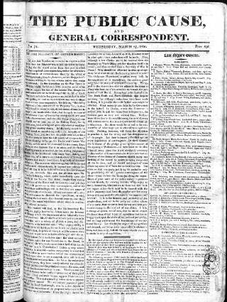 cover page of Public Cause published on March 27, 1816