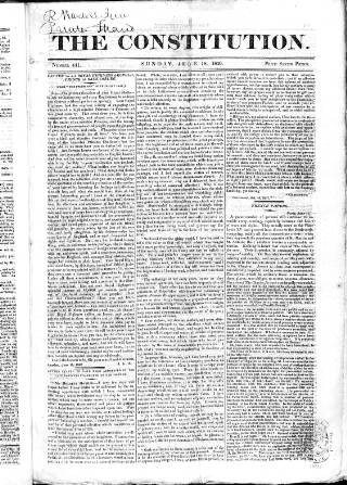 cover page of Constitution (London) published on June 18, 1820