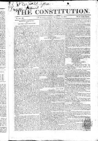 cover page of Constitution (London) published on September 17, 1820