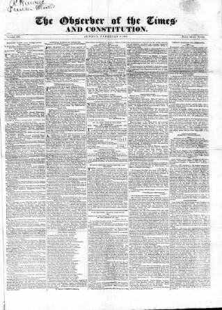 cover page of Constitution (London) published on February 2, 1823