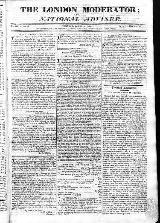 cover page of London Moderator and National Adviser published on May 4, 1814