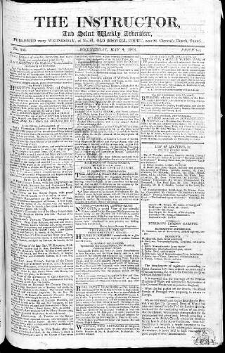 cover page of Instructor and Select Weekly Advertiser published on May 4, 1814