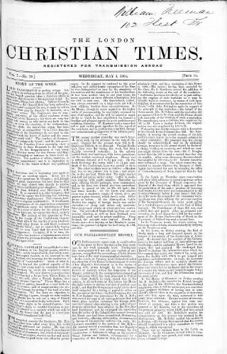 cover page of Christian Times published on May 4, 1864