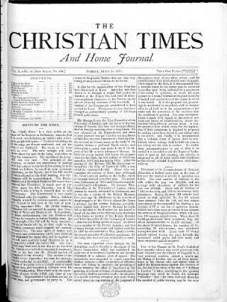 cover page of Christian Times published on June 23, 1871