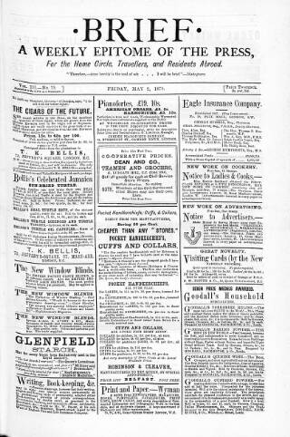cover page of Brief published on May 2, 1879