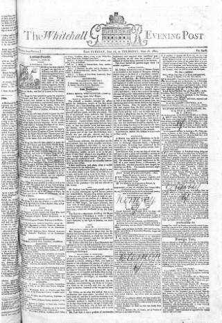 cover page of Whitehall Evening Post published on June 18, 1801