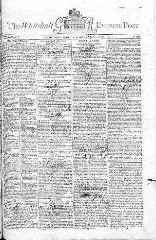 cover page of Whitehall Evening Post published on November 21, 1801