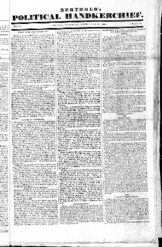 cover page of Berthold's Political Handkerchief published on September 17, 1831