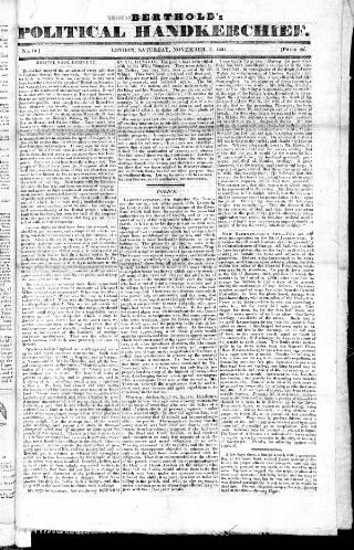 cover page of Berthold's Political Handkerchief published on November 5, 1831