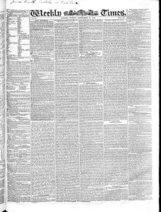 cover page of Weekly Times (London) published on September 17, 1826