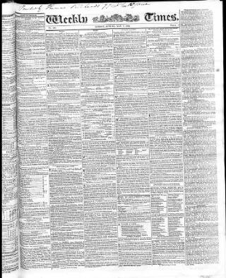 cover page of Weekly Times (London) published on May 2, 1830