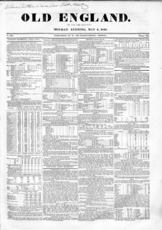 cover page of Old England published on May 4, 1840