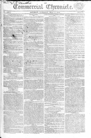 cover page of Commercial Chronicle (London) published on May 4, 1819