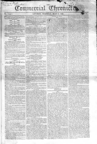 cover page of Commercial Chronicle (London) published on May 2, 1820