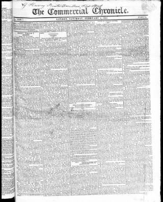 cover page of Commercial Chronicle (London) published on February 2, 1822