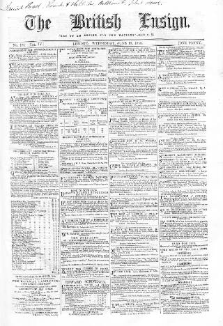 cover page of British Ensign published on June 18, 1862