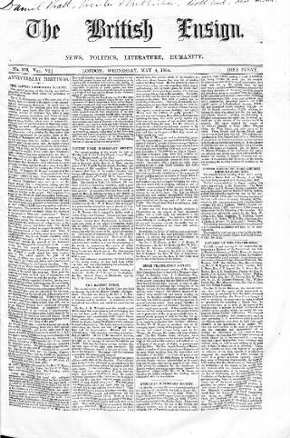 cover page of British Ensign published on May 4, 1864