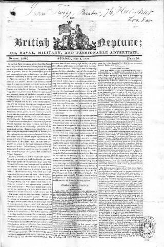 cover page of British Neptune published on May 2, 1819