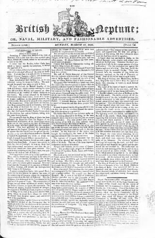 cover page of British Neptune published on March 19, 1820
