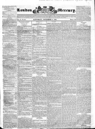 cover page of London Mercury published on November 4, 1826