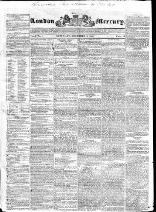 cover page of London Mercury published on December 2, 1826