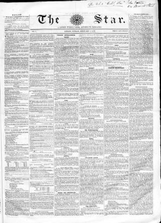 cover page of Weekly Star and Bell's News published on February 1, 1857