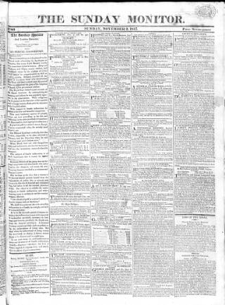 cover page of Johnson's Sunday Monitor published on November 2, 1817