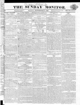 cover page of Johnson's Sunday Monitor published on September 17, 1820