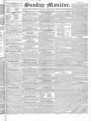 cover page of Johnson's Sunday Monitor published on June 18, 1826