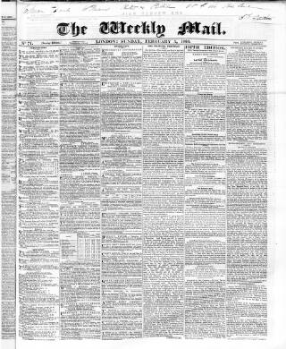 cover page of Weekly Mail (London) published on February 5, 1860