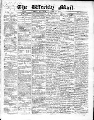 cover page of Weekly Mail (London) published on August 12, 1860