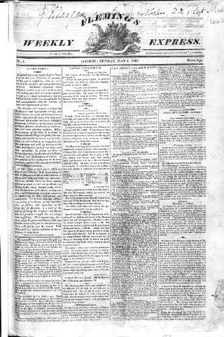 cover page of Fleming's Weekly Express published on May 4, 1823