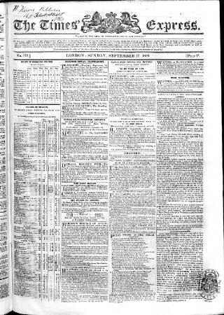 cover page of Fleming's Weekly Express published on September 17, 1826