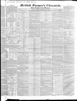 cover page of Fleming's British Farmers' Chronicle published on June 18, 1827