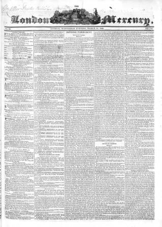 cover page of London Mercury 1828 published on March 19, 1828