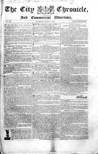 cover page of City Chronicle published on May 4, 1841