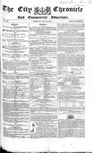 cover page of City Chronicle published on May 2, 1843