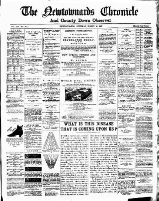 cover page of Newtownards Chronicle & Co. Down Observer published on March 19, 1887