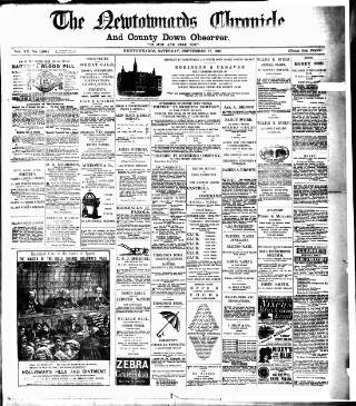 cover page of Newtownards Chronicle & Co. Down Observer published on September 17, 1892
