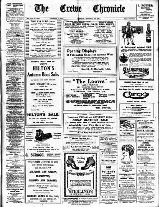 cover page of Crewe Chronicle published on September 17, 1921
