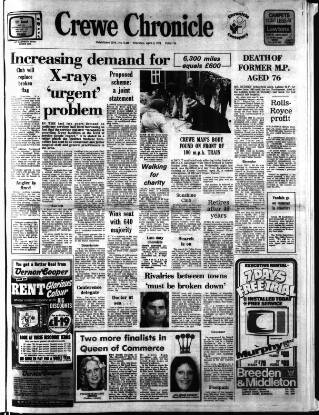 cover page of Crewe Chronicle published on April 4, 1974