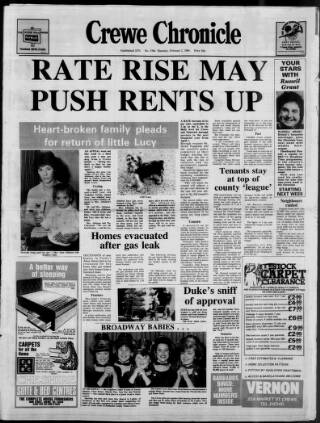 cover page of Crewe Chronicle published on February 2, 1984