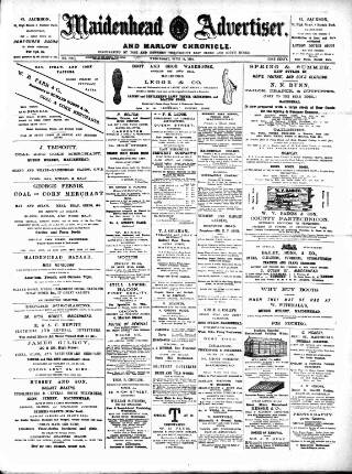cover page of Maidenhead Advertiser published on June 18, 1884
