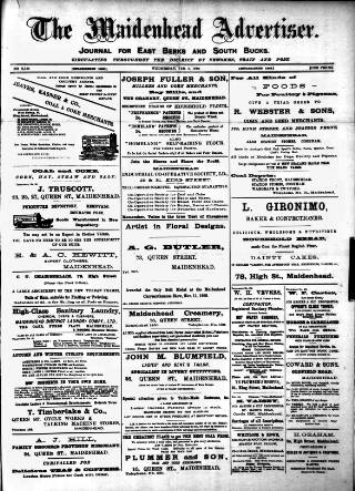 cover page of Maidenhead Advertiser published on February 2, 1910